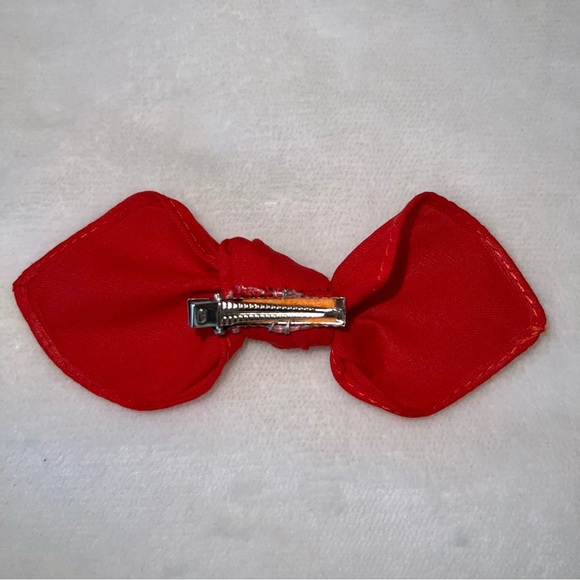 Solid Red Rockabilly Bandana Knotted Hair Bow - Picture 8 of 11